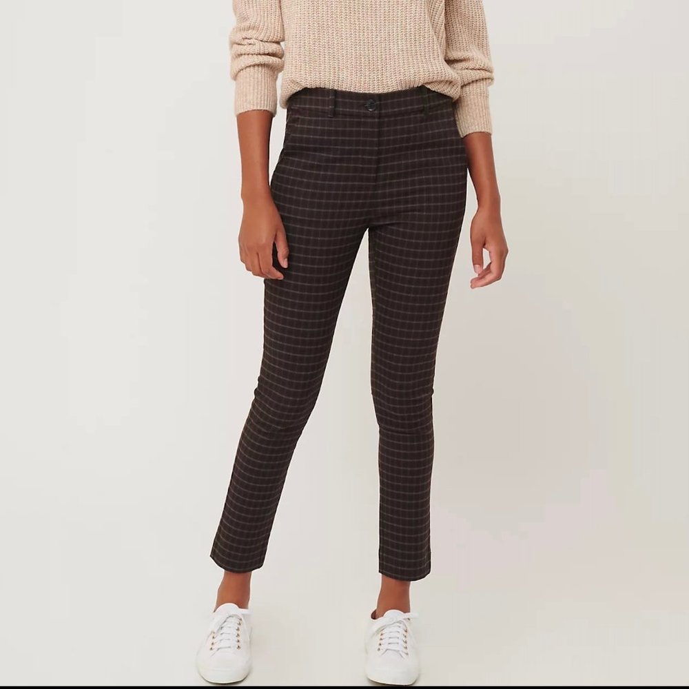 MWT LOFT Plaid Skinny Ankle Pants
